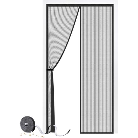 Moustiquaire magnétique 90 x 210 cm, moustiquaire robuste avec aimants puissants, rideaux en maille durable empêchant les insectes d'entrer.