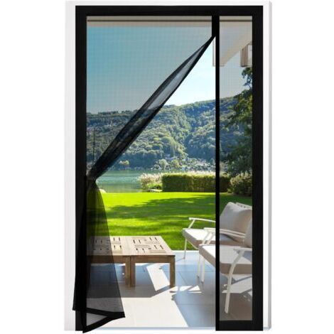 Moustiquaire magnétique, 90x210cm Moustiquaire de balcon en fibre de verre Ouverture latérale Rideau anti-mouches Porte pour Salon Chambre Portes