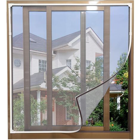 Moustiquaire Magnétique Anti-Insectes Blanc Lavable Maille Noire Sans Perforation 150 x 180 cm 1PCS