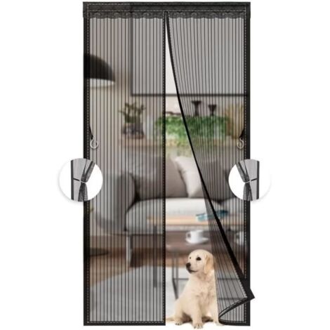 Moustiquaire Magnétique Noir Pour Porte,Rideau en Maille,se Ferme Seule Pour Balcon, Installation Facile, 80x210 CM,Noir