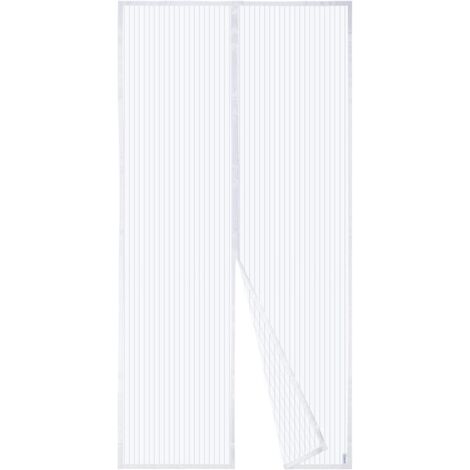 Moustiquaire Magnétique Pour Porte Apalus, Rideau en Maille, Joint Magnétique de Haut en Bas avec Fermeture Automatique, Maintient l'air frais à l'intérieur (120x220cm, Blanc)