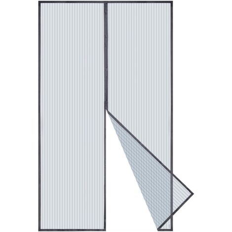 Moustiquaire Magnétique Pour Porte Apalus, Rideau en Maille, Joint Magnétique de Haut en Bas avec Fermeture Automatique, Maintient l'air frais à l'intérieur (140x240cm, Gris)