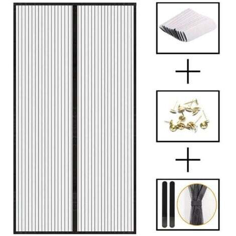 Moustiquaire Magnétique Pour Porte, Auto-AdhéSif en Maille Ultra Fine Aimantée Rideau, Fermeture Automatique Installation sans Outil Facile Anti Moustique Rideau,sans Percer，90X210cm