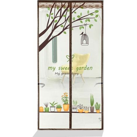 Moustiquaire Magnétique Pour Porte, Joint Magnétique de Haut en Bas, Fermeture Automatique, Garde l'Air Frais à l'Intéri (90x220cm, doux jardin)