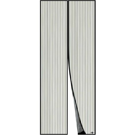 Moustiquaire Magnétique Pour Porte, Maille Ultra Fine, Aimants Puissants, Kit d'Installation Complet, Bande Adhésive et Auto-Agrippante Incluse - 100x210cm, Noir
