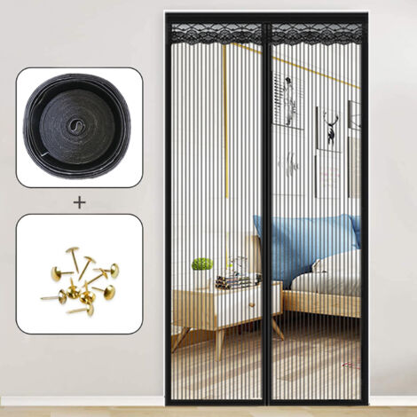 TOVBMUP Moustiquaire magnétique pour porte moustiquaire magnétique pour porte moustiquaire rideau moustiquaire pour animaux de compagnie moustiquaire moustiquaire magnétique pour porte moustiquaire - noir