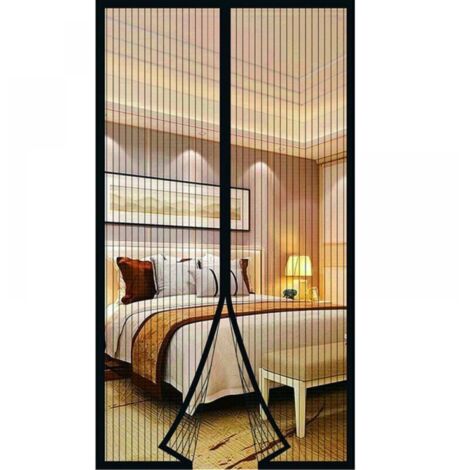 Moustiquaire magnétique pour porte, rideau moustiquaire anti-insectes, moustiquaire pour baie vitrée coulissante, moustiquaire magnétique sans perçage (90 x 210 cm, noir)