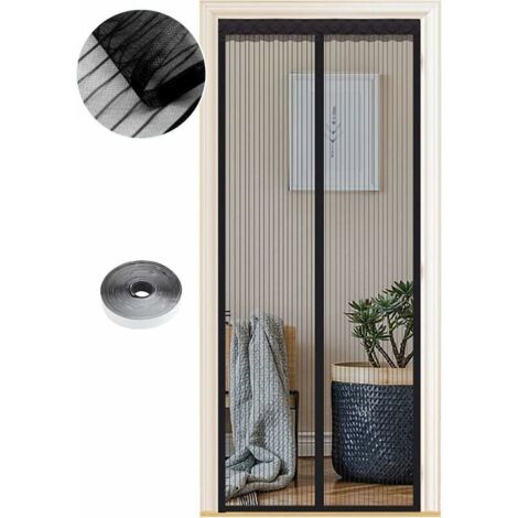 Moustiquaire magnétique pour portes 90 x 210 cm – Puissants aimants – Fermeture automatique sans perçage – Pour couloirs et patios