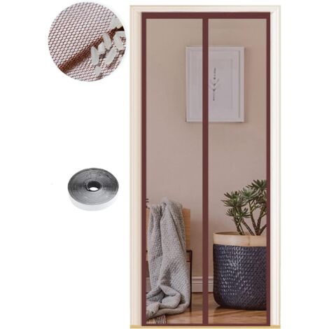 Moustiquaire Magnétique pour Portes, Différentes Tailles, 85 x 195cm, Puissants Aimants, Fermeture Automatique, de Porte Rideau Couloirs Patio Sans Perçage, Marron Pur