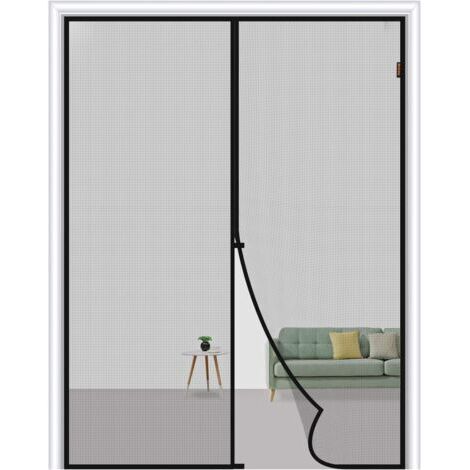 Moustiquaire magnétique pour portes et fenêtres 100x210cm, rideau anti-insectes et mouches, bande adhésive magnétique, fermeture automatique, maille très fine, installation facile sans perçage