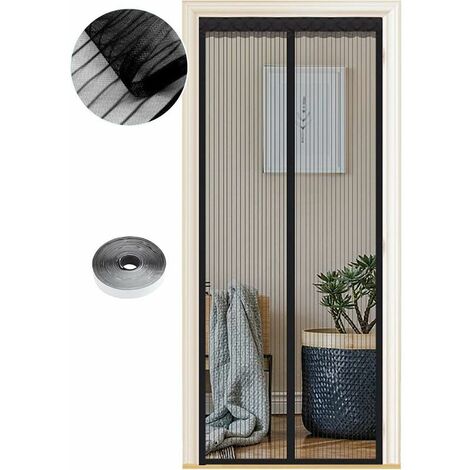 Moustiquaire Magnétique pour Portes,70 x 200cm , Puissants Aimants, Fermeture Automatique, de Porte Rideau Couloirs Patio Sans Perçage, Bandes Noires,