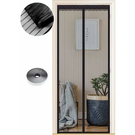 Moustiquaire Magnétique pour Portes,70 x 200cm , Puissants Aimants, Fermeture Automatique, de Porte Rideau Couloirs Patio Sans Perçage, Bandes Noires,--Lefou