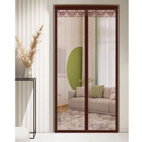 Moustiquaire magnétique, sans perçage, idéale pour portes de balcon et de cave (marron, 80 x 190 cm)