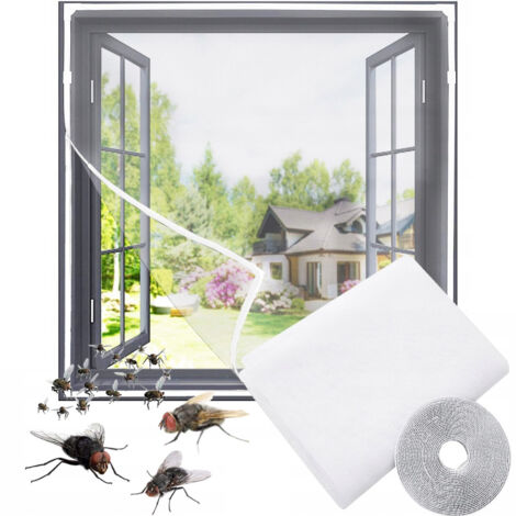 Moustiquaire NN15 pour fenêtres, 150 x 150 cm, fermeture velcro blanche, anti-moustiques et mouches