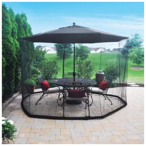 Moustiquaire parasol 300 cm – Toile polyester avec barre de lestage – Protection efficace contre les moustiques – Sac de transport inclus – Moustikit