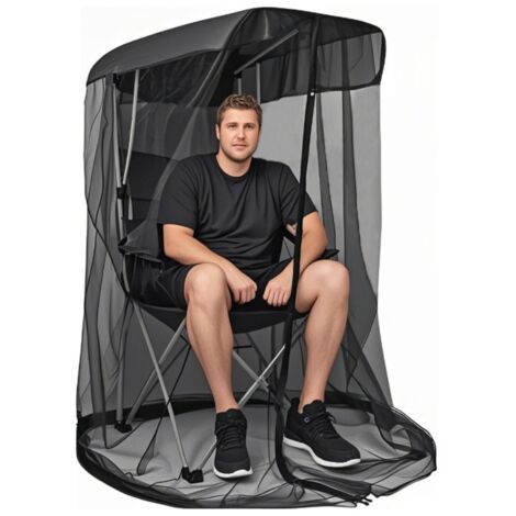 Moustiquaire pliable extérieure noire, anti-moustiques et anti-soleil, portable camping pêche, 155×125×205 cm