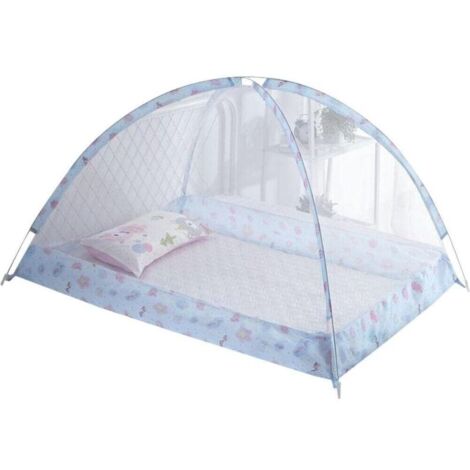 Moustiquaire pliable pour bébé, 90 x 120 cm, portable, sans installation, pour berceau, bleu