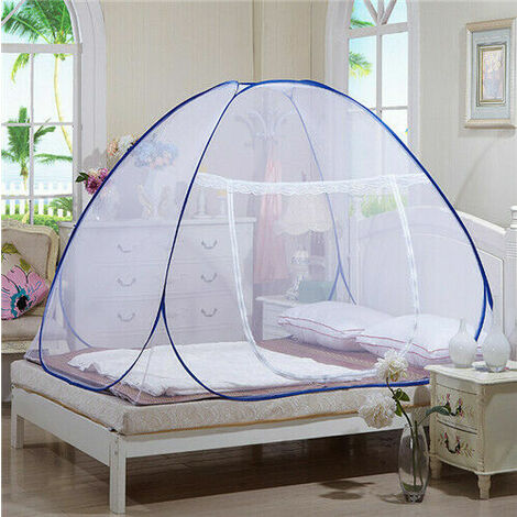 Moustiquaire Pop-Up pour tente de Camping, lit, auvent, lit, Queen Size, King Size,Bleu,180x200