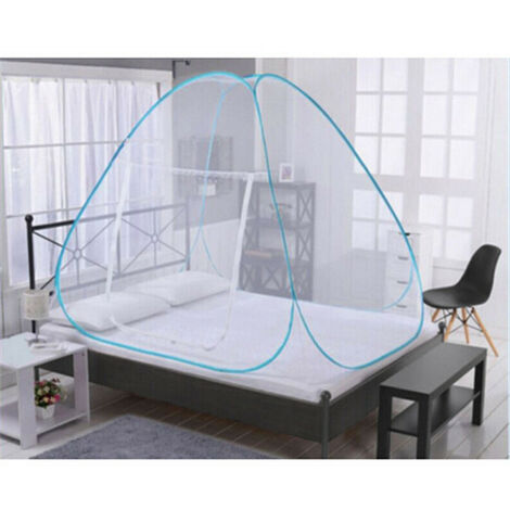 Moustiquaire Portable pour tente de Camping, rideau pour lit, décoration de chambre à coucher, anti-insectes,Bleu,150x200cm