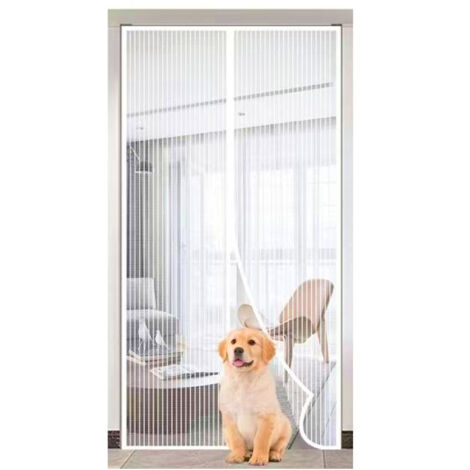 Moustiquaire Porte 90x210 cm, Moustiquaire Porte Fenetre Facile à installer sans outils. Convient aux animaux de compagnie et aux enfants. Blanc