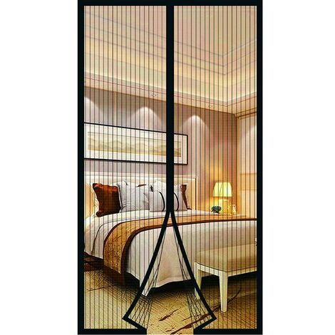 Moustiquaire Porte Fenetre Aimantée Magnetique, Rideaux Anti Mouches pour Porte, Rideaux Toile Insect Ecran, Moustiquaire Baie Vitree Coulissante, Magnétique Moustique Sans Perage (110 x 210cm, noir)