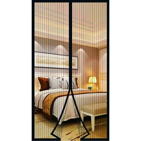 Moustiquaire Porte Fenetre Aimantée Magnetique, Rideaux Anti Mouches pour Porte, Rideaux Toile Insect Ecran, Moustiquaire Baie Vitree Coulissante, Magnétique Moustique Sans Perçage (100 x 200cm, noir)