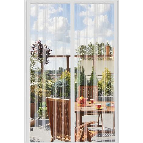 Moustiquaire Porte Fenetre Aimantée Magnetique, Rideaux Anti Mouches pour Porte, Rideaux Toile Insect Ecran, Moustiquaire Baie Vitree Coulissante, Magnétique Moustique Sans Perçage (90 x 210cm, Blanc)