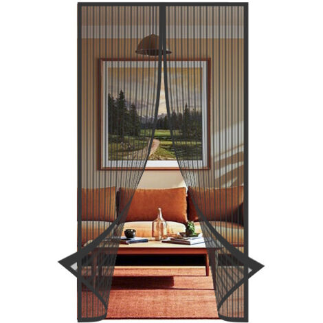 Moustiquaire Porte Fenetre Aimantée Magnetique, Rideaux Anti Mouches pour Porte, Rideaux Toile Insect Ecran, Moustiquaire Baie Vitree Coulissante, Magnétique Moustique Sans Perçage (90 x 210cm, noir)