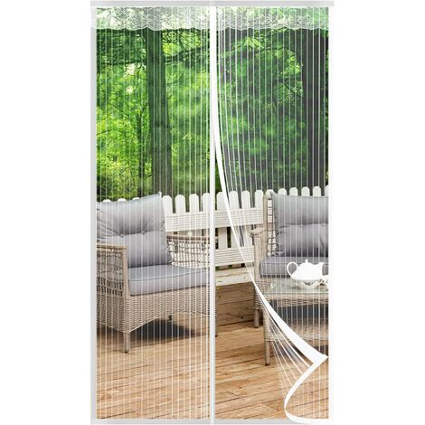 Moustiquaire Porte Fenetre Magnétique 100x210CM, Rideau Anti Mouche, Rideaux Aimantée Sans Percage, Moustiquaires Ementer Aimanté pour Porte Exterieur, Balcon, Camping car, Terrasse(Blanc)