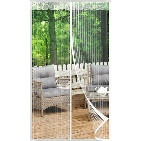 Moustiquaire Porte Fenetre Magnétique 100x210CM, Rideau Anti Mouche, Rideaux Aimantée Sans Percage, Moustiquaires Ementer Aimanté pour Porte Exterieur, Balcon, Camping car, Terrasse(Blanc)
