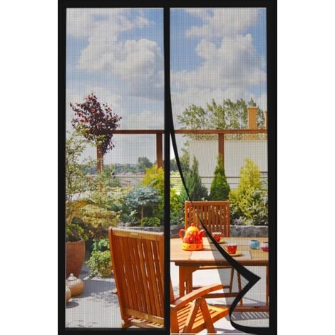Moustiquaire Porte Fenetre Magnetique 80×210cm, Rideau Anti Insecte Mouche, Moustiquaire Baie Vitree Coulissante Magnétique, Rideaux Fenêtre Aimantée Sans Perage Noir