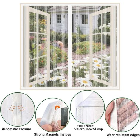 Moustiquaire porte fenetre magnétique automatiquement fermé blanc 90x120cm