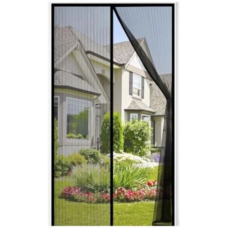 Moustiquaire Porte Magnétique 120x210cm noir Rideau Anti Mouche Fermeture Automatique pour Porte de Balcon Porte Cave Porte de Ter