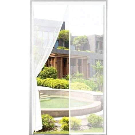 Moustiquaire Porte Magnétique 120x220cm Rideau Anti Insectes Avec Fermeture Automatique Maille Dense Blanc