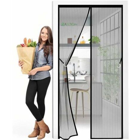 Moustiquaire porte magnétique 80 x 235 cm – 100% polyester – Installation adhésive sans perçage – Pour portes d'entrée et patios