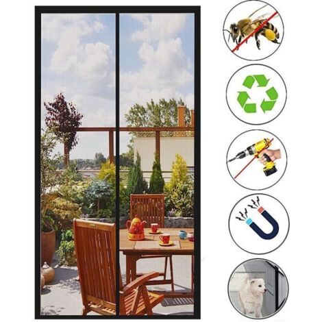 Moustiquaire Porte Magnétique 90x210cm Magnétique Moustique Sans Perçage,Rideau de Porte Antimoustique pour Couloirs,Portes,Patio