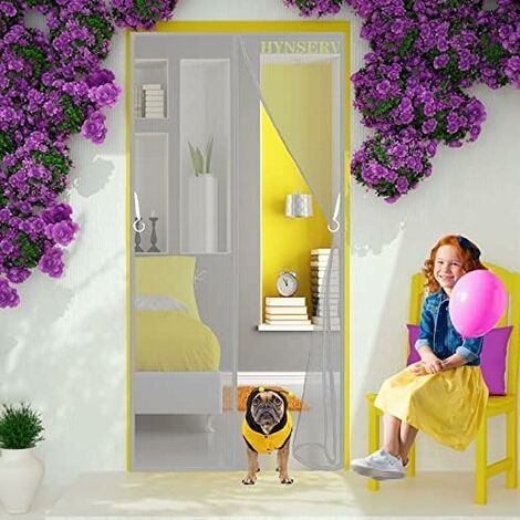 Moustiquaire Porte MagnéTique-Auto-AdhéSif en Maille Rideau fermeture magnétique de haut en bas pour Couloirs/Portes/Patio 140 x 215 cm - Gris A