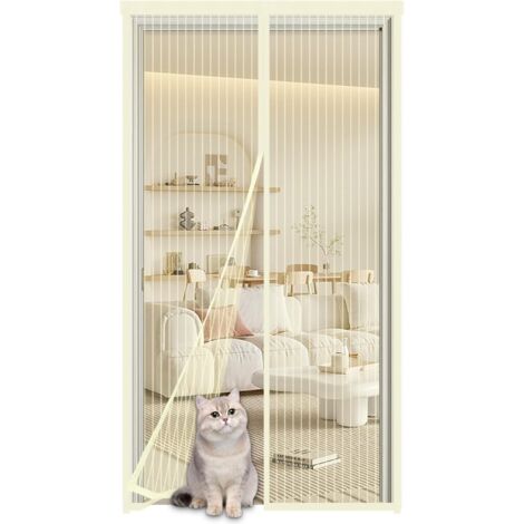 Moustiquaire Porte Magnetique, Facile à Installer Fermeture Automatique Moustiquaire Enroulable Anti Insecte Mouche pour Porte d Entrée Intérieur/Patio, Brown160x230cm