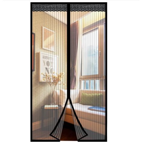Moustiquaire porte Magnétique, Moustiquaire à Fermeture Aimantée Moustiquaire porte Fenetre Rideau 90x210cm Maille Fine avec Rubans Adhésifs Facile à installer pour Couloirs Portes Patio - Noir