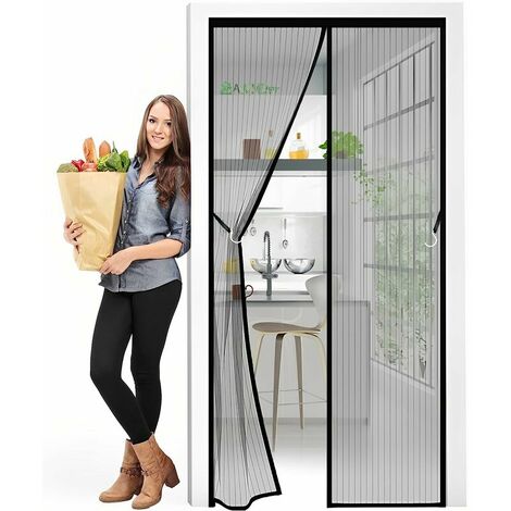 Moustiquaire Porte MagnéTique Rideau 80 x 235 cm Moustiquaire Anti Insecte Mouche Moustique pour Couloirs, Portes pour Porte d Entrée Intérieur/Patio/Coulissante - Noir