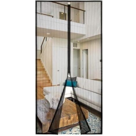 Moustiquaire Porte Rideau Magnétique - PVC - 100x220cm - Fixation auto agrippante - Blanc