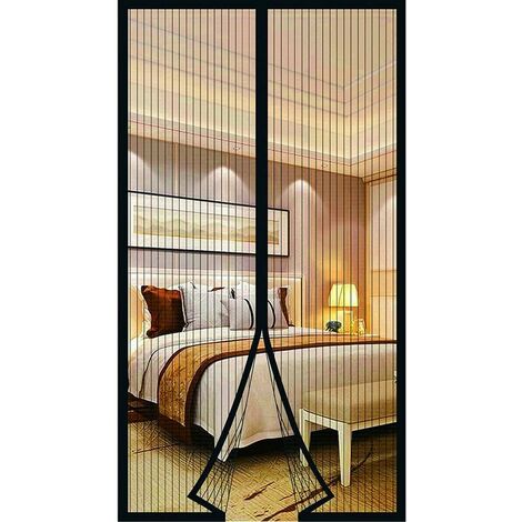 Moustiquaire Portes et Fenêtres Magnétique Rideau Anti-Mouches Magnétique pour Porte Moustiquaire Toile Rideaux, Moustiquaire Fenêtre Coulissante Moustiquaire Magnétique Sans Perçage 80 x 210cm Noir B