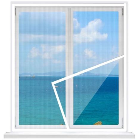 Moustiquaire Pour FenêTre 90x120cm,Moustiquaire Pour FenêTre,Avec Bande Ruban Magique,Blanc