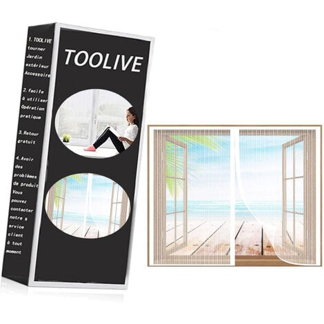 Moustiquaire pour Fenêtre Magnétique, 120x120cm Fenêtre Anti-Moustique en Maille Auto-Adhésive, Fermeture Automatique, Convient à la Plupart des Fenêtres - Blanc