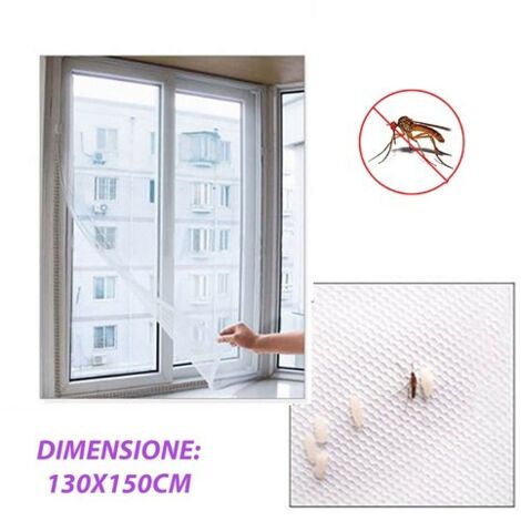 MOUSTIQUAIRE POUR FENÊTRE RIDEAU ADHÉSIF ANTI-MOUSTIQUES TISSU INSECTE BLANC 130X150CM