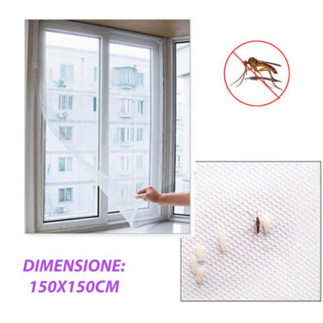MOUSTIQUAIRE POUR FENÊTRE RIDEAU ADHÉSIF ANTI-MOUSTIQUES TISSU INSECTE BLANC 150X150CM