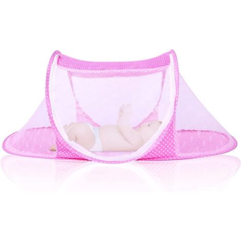 Moustiquaire pour Lit de Bébé, Moustiquaire Pliable pour Lit de Bébé, Moustiquaire de Tente Portable, Facile à Installer, Convient à la Chambre Familiale, Aux Voyages en Plein Air (Rose)-Fei Yu