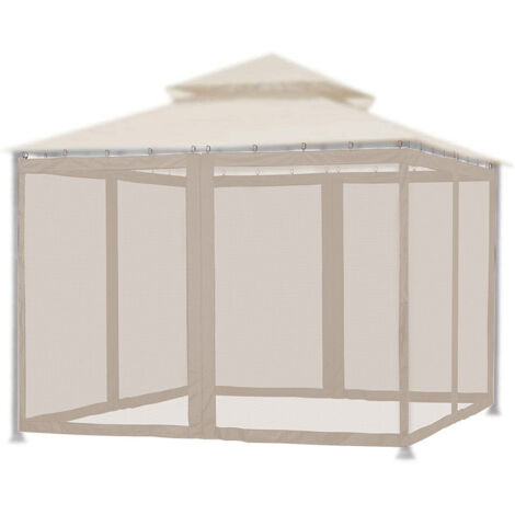 Moustiquaire pour parasol de patio Ecran pour véranda et extérieur 4 panneaux avec fermeture éclair