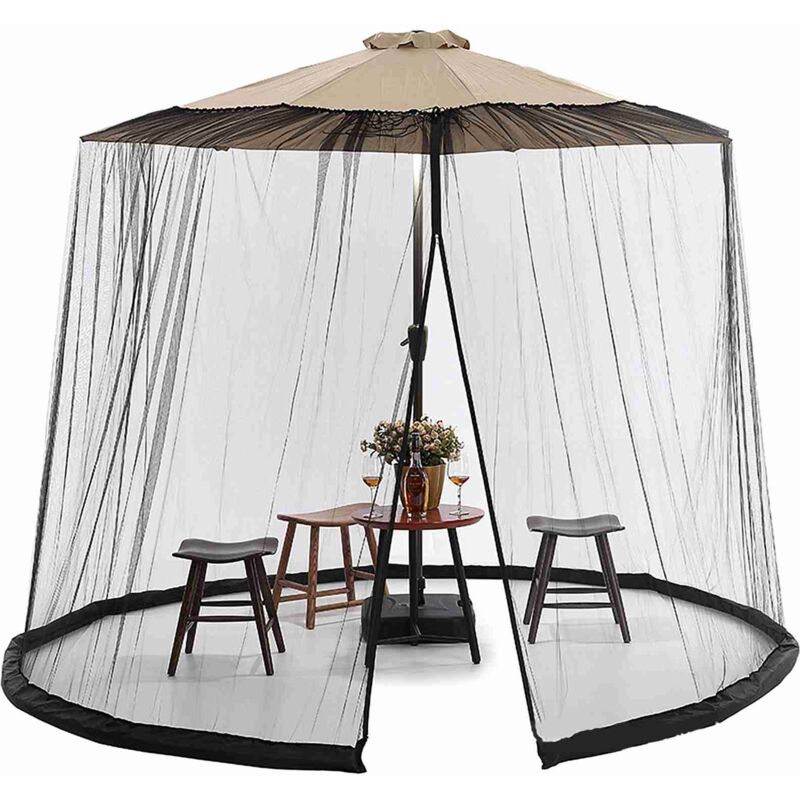 Moustiquaire pour parasol de terrasse d'extérieur pour porche de terrasse - Moustiquaire pour tuyau d'eau pour parasols de 7 à 11 pieds