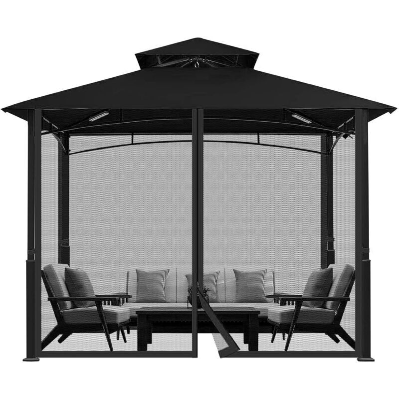 Moustiquaire pour pavillon Moustiquaire Universelle de Rechange pour tonnelle d'extérieur 4 pièces avec Fermeture éclair pour pavillon de 10" x 10"
